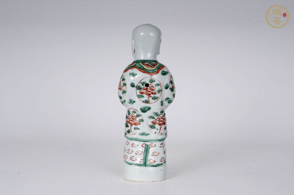 古玩陶瓷清康熙·五彩持蓮童??像真品鑒賞圖
