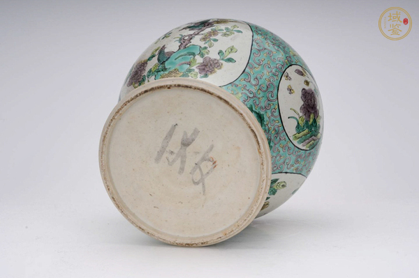 古玩陶瓷晚清·素三彩開(kāi)窗花?紋將軍罐真品鑒賞圖