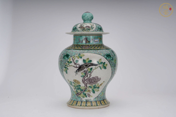 古玩晚清·素三彩開(kāi)窗花?紋將軍罐真品鑒賞圖