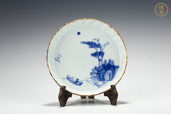 古玩明晚·青花山水漁舟紋花口盤真品鑒賞圖