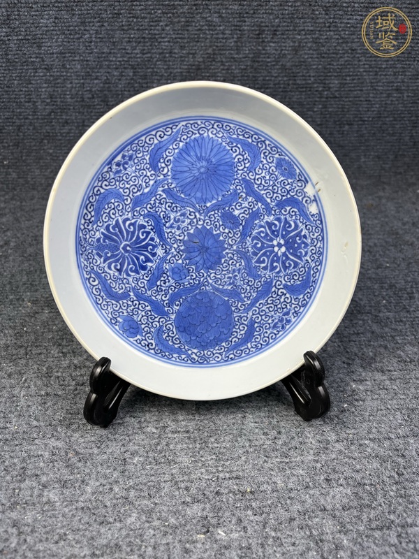 古玩陶瓷青花西番蓮花卉紋銅鑼洗真品鑒賞圖