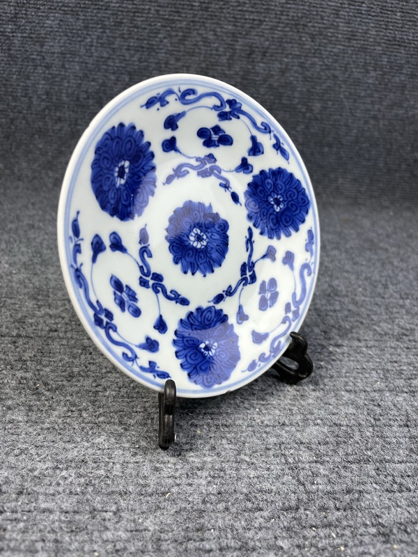 古玩陶瓷青花西番蓮花卉紋盤拍賣,當前價格1388元