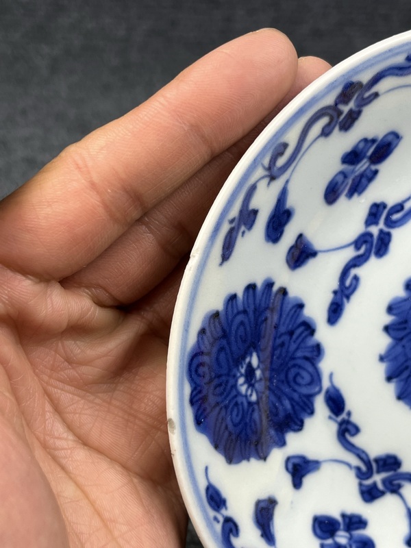 古玩陶瓷青花西番蓮花卉紋盤拍賣,當前價格1388元