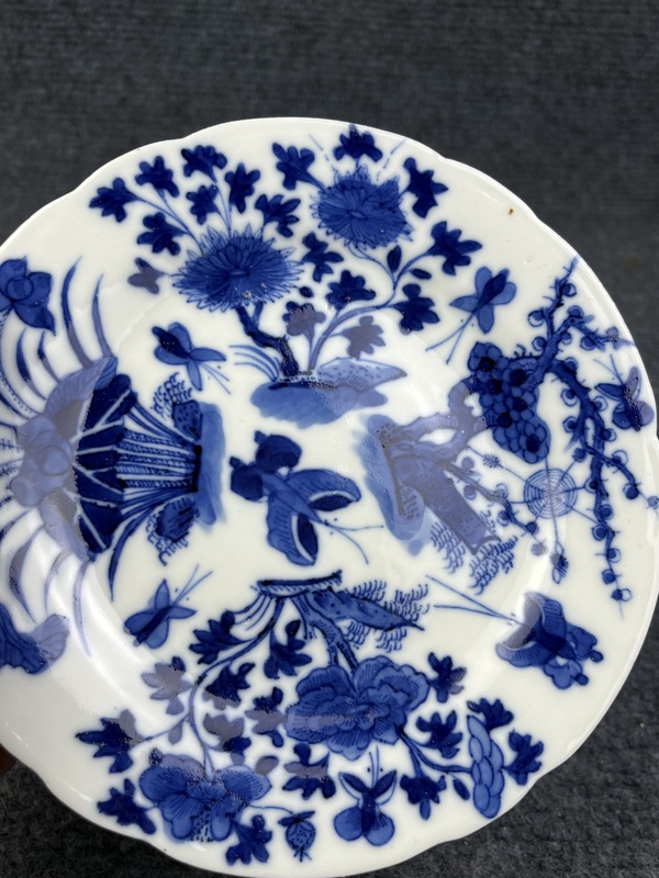 古玩陶瓷青花花蝶紋花口盤拍賣,當前價格1888元