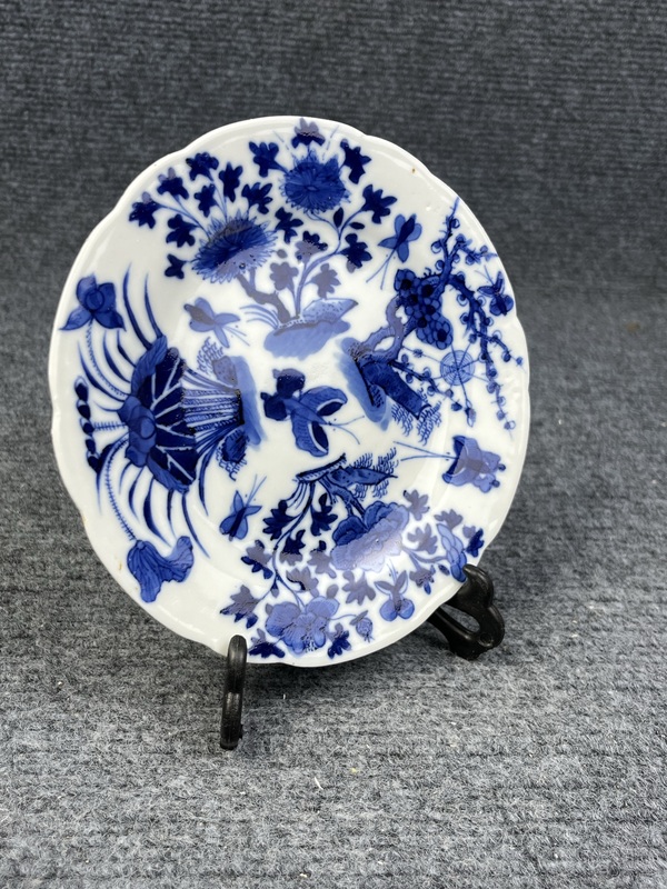 古玩陶瓷青花花蝶紋花口盤拍賣,當前價格1888元