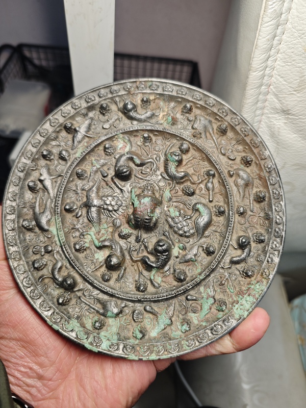 古玩銅器銅鏡 海獸葡萄鏡 現(xiàn)代工藝品拍賣，當(dāng)前價(jià)格600元