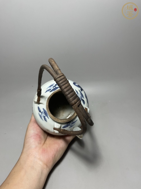 古玩陶瓷青花山水人物提梁壺真品鑒賞圖