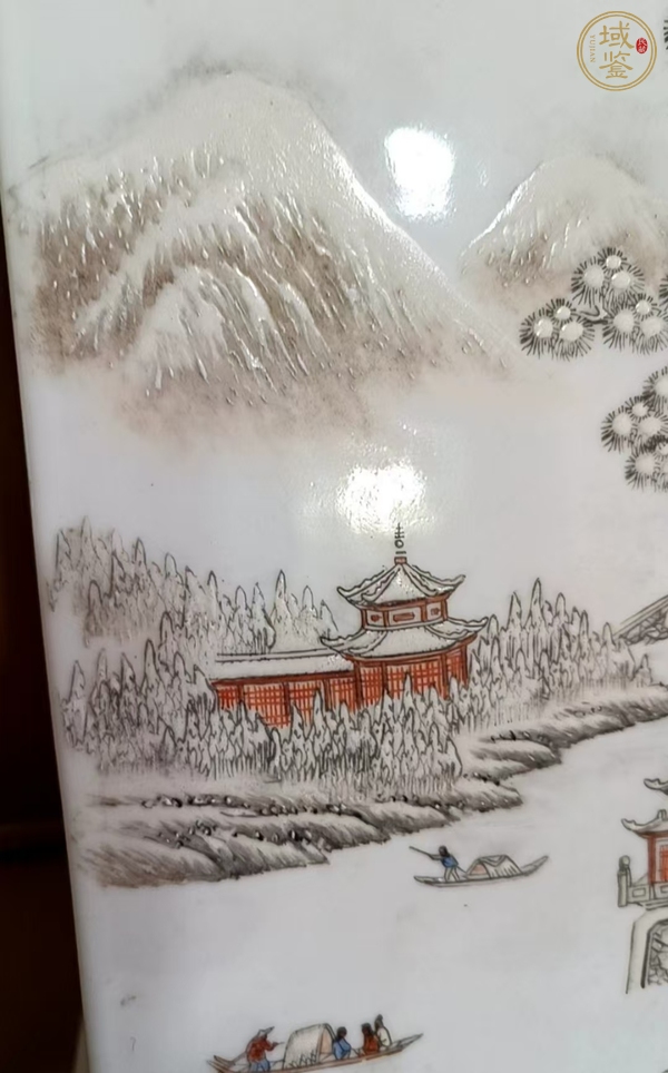 古玩陶瓷雪景圖瓷板畫(huà)真品鑒賞圖