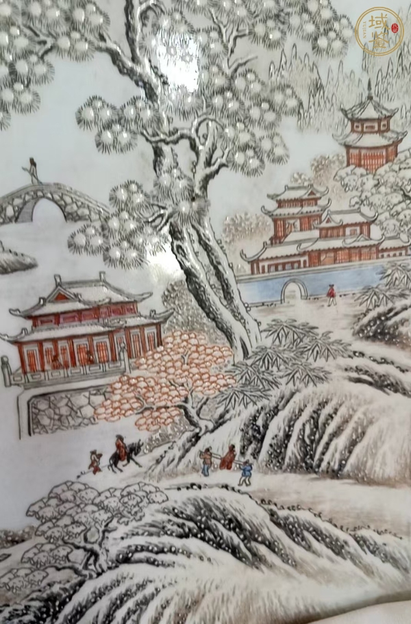 古玩陶瓷雪景圖瓷板畫(huà)真品鑒賞圖
