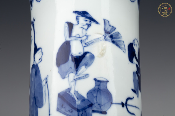 古玩陶瓷晚清·青花市井人物紋花觚真品鑒賞圖