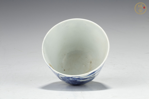 古玩陶瓷晚清·青花空城計故事圖杯真品鑒賞圖