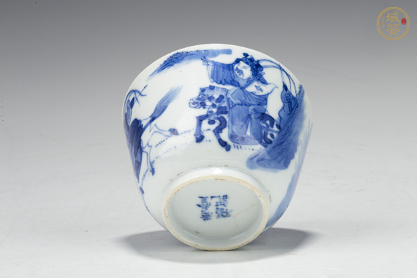 古玩陶瓷晚清·青花空城計故事圖杯真品鑒賞圖