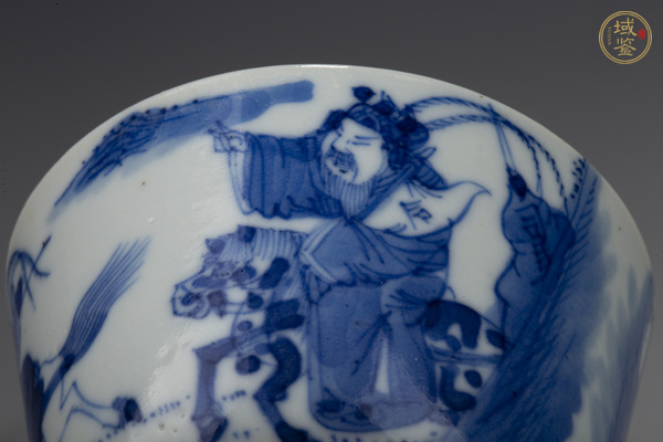 古玩陶瓷晚清·青花空城計故事圖杯真品鑒賞圖