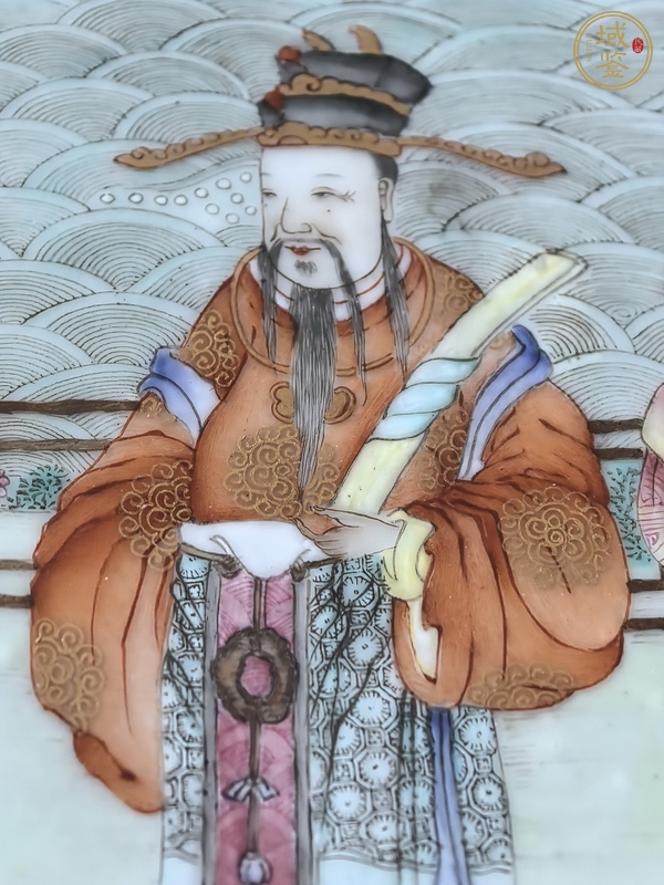 古玩字畫粉彩福祿壽瓷板畫真品鑒賞圖