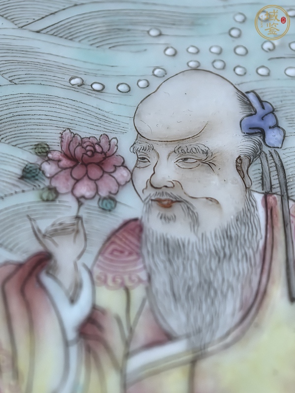 古玩字畫粉彩福祿壽瓷板畫真品鑒賞圖