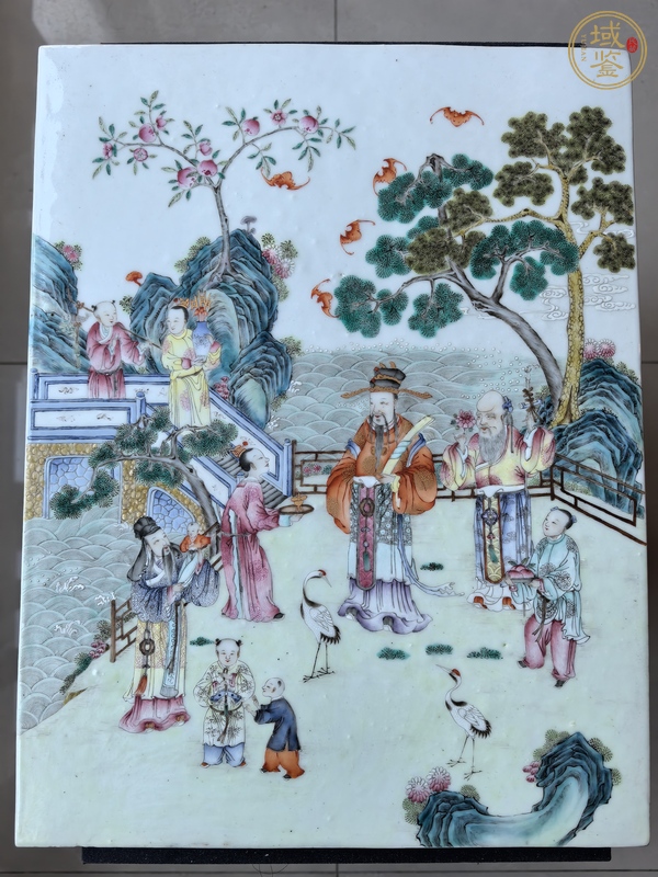 古玩粉彩福祿壽瓷板畫真品鑒賞圖