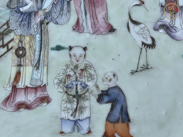古玩字畫粉彩福祿壽瓷板畫真品鑒賞圖