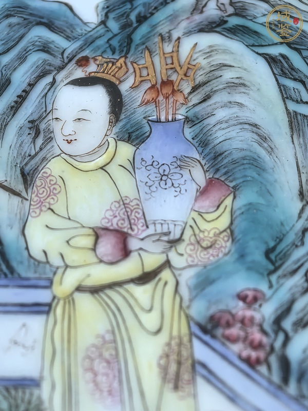 古玩字畫粉彩福祿壽瓷板畫真品鑒賞圖