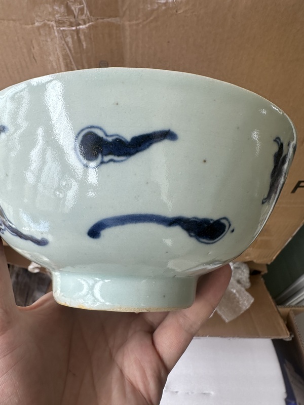 古玩陶瓷青花過墻龍紋碗拍賣，當前價格4500元