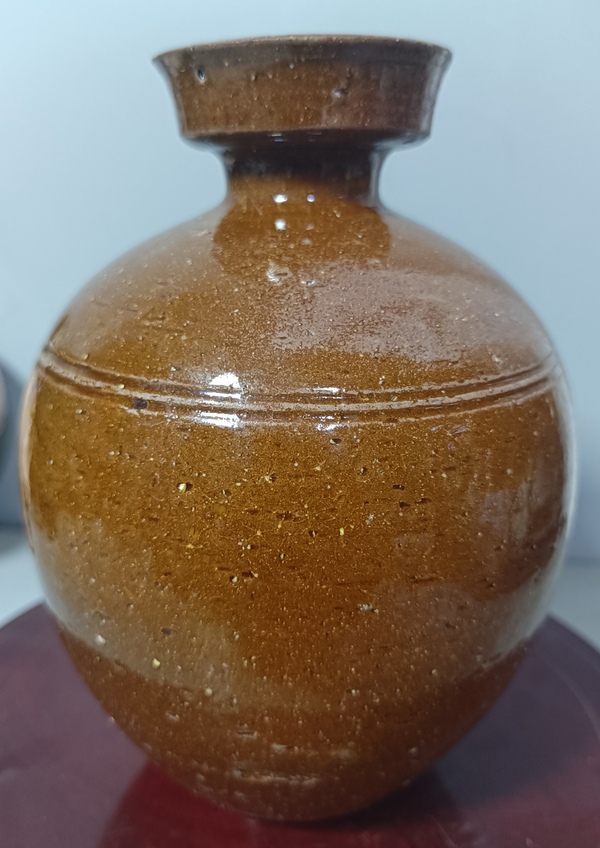 古玩陶瓷精美黃釉黃釉盤口瓶拍賣，當前價格1880元