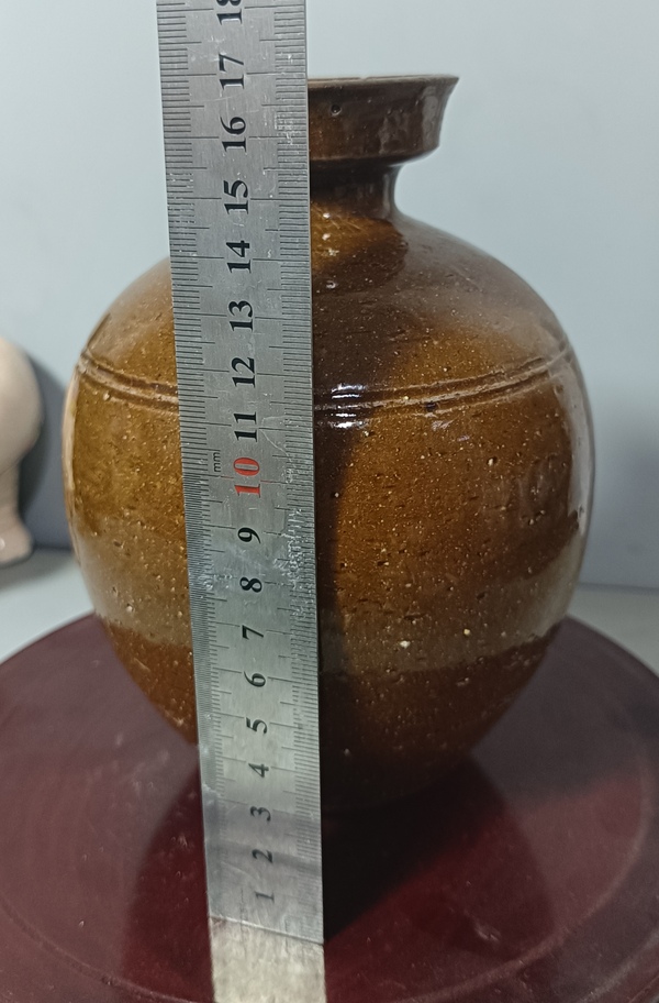 古玩陶瓷精美黃釉黃釉盤口瓶拍賣，當前價格1880元