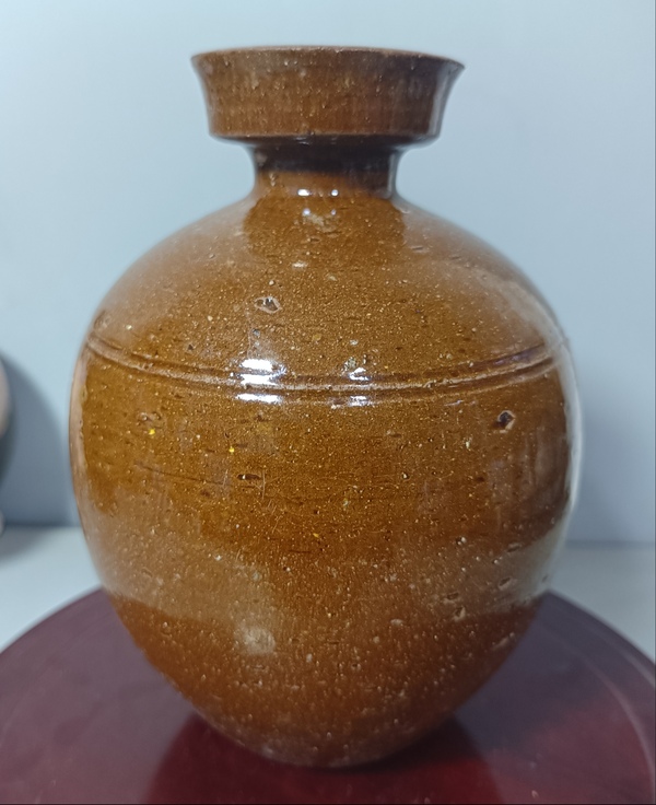古玩陶瓷精美黃釉黃釉盤口瓶拍賣，當前價格1880元