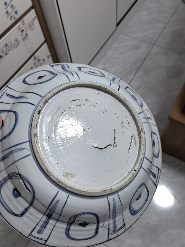 古玩陶瓷明晚期，青花花鳥(niǎo)紋大盤(pán)拍賣(mài)，當(dāng)前價(jià)格3980元