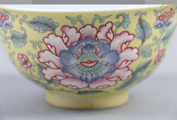 古玩陶瓷需上手,清道光風格,黃地洋彩碗真品鑒賞圖