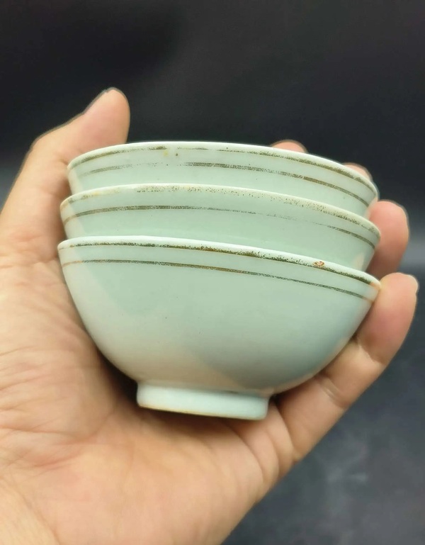 古玩陶瓷白釉描金茶碗三只拍賣，當(dāng)前價(jià)格588元