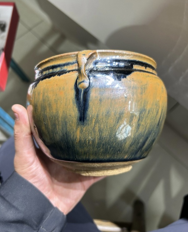 古玩陶瓷元代磁州窯柿紅釉茶葉罐（頂級釉水）拍賣，當前價格3200元