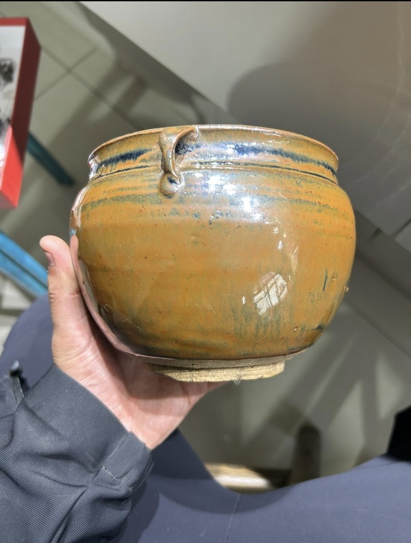 古玩陶瓷元代磁州窯柿紅釉茶葉罐（頂級釉水）拍賣，當前價格3200元