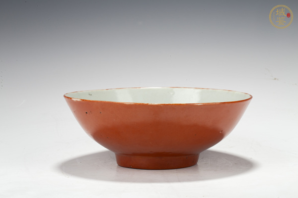古玩民國(guó)·珊瑚紅釉碗真品鑒賞圖