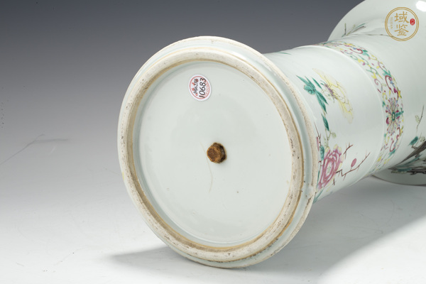 古玩陶瓷晚清·粉彩花鳥纏枝蓮紋花觚真品鑒賞圖