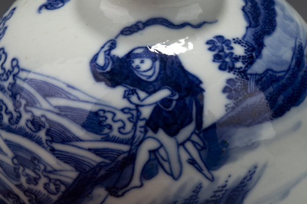 古玩陶瓷晚清·青花劉海戲金蟾紋太白尊拍賣，當前價格588元