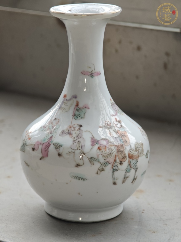 古玩粉彩麒麟送子玉壺春瓶真品鑒賞圖
