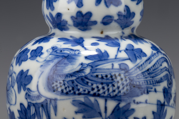 古玩陶瓷晚清·青花鳳穿牡丹紋葫蘆瓶拍賣，當(dāng)前價格12000元