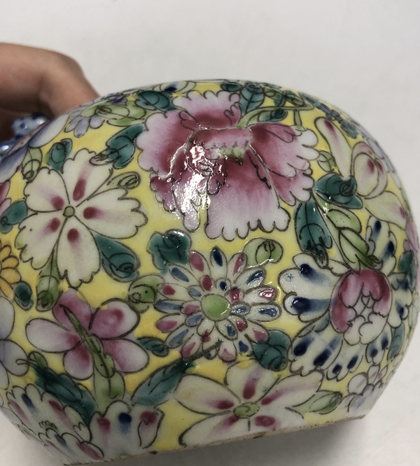 古玩陶瓷民國·粉彩百花不落地紋堆塑螭龍蝙蝠水洗拍賣,當前價格4569元
