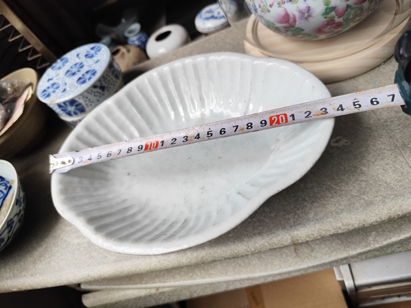 古玩陶瓷清晚·粉彩漁樵耕讀紋海棠形供盤拍賣，當(dāng)前價格4800元