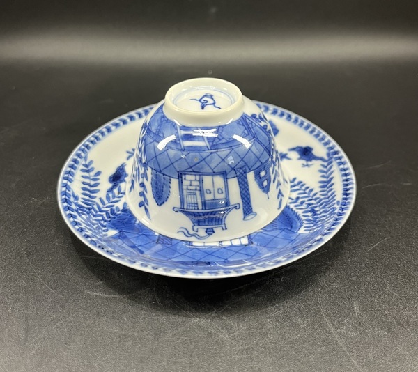 古玩陶瓷青花西洋風(fēng)景圖杯碟拍賣，當(dāng)前價(jià)格5800元