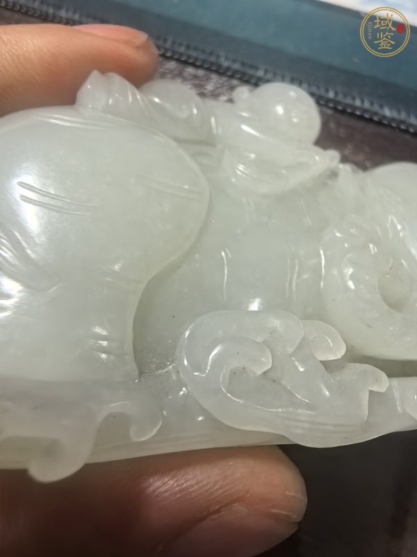 古玩玉器童子洗象真品鑒賞圖