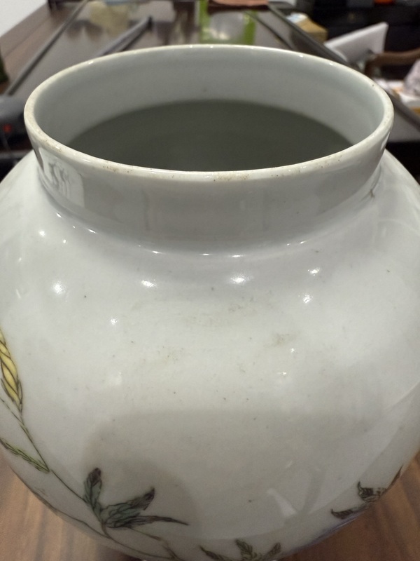 古玩陶瓷花蝶紋廣彩將軍罐拍賣，當前價格3680元