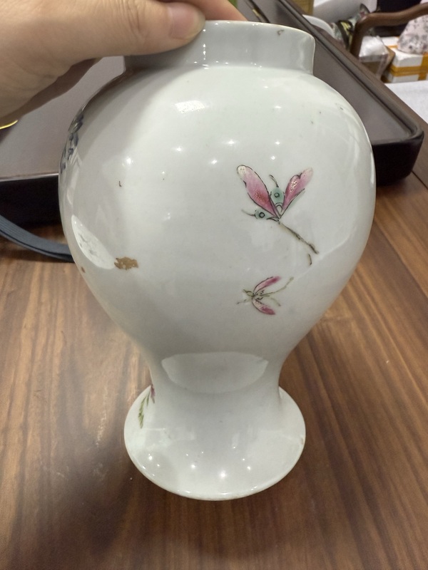 古玩陶瓷花蝶紋廣彩將軍罐拍賣，當前價格3680元