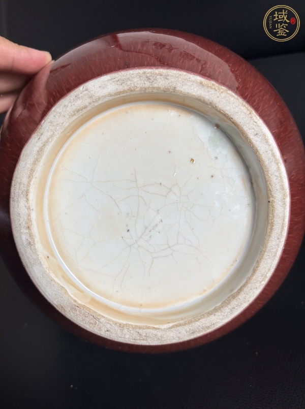 古玩陶瓷清中期郎紅釉賞瓶真品鑒賞圖