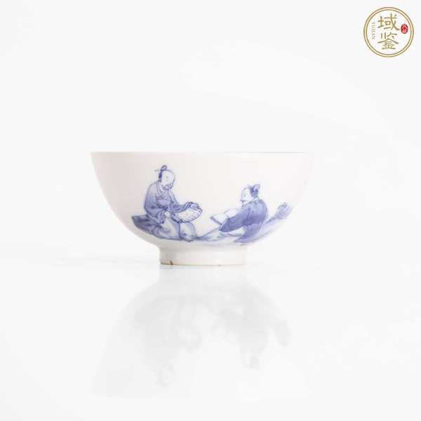 古玩陶瓷青花人物故事紋茶碗,模糊,偏老真品鑒賞圖