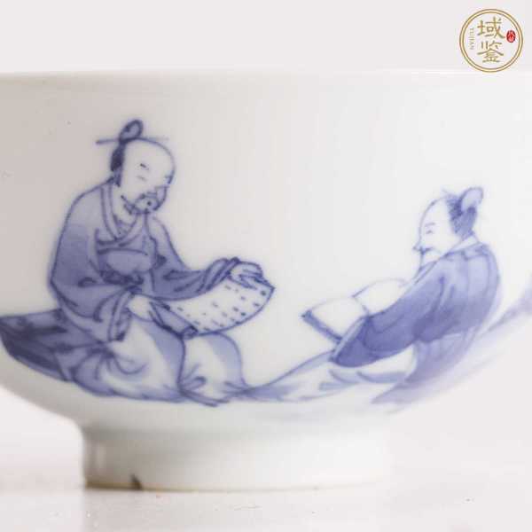 古玩陶瓷青花人物故事紋茶碗,模糊,偏老真品鑒賞圖