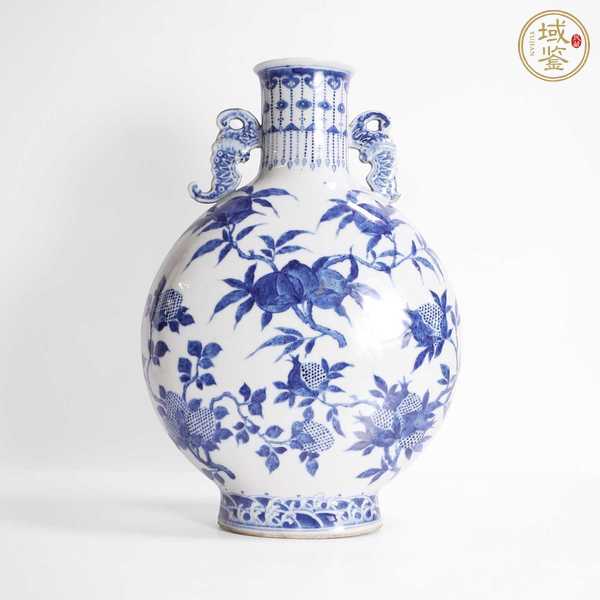 古玩陶瓷青花三多紋抱月瓶，模糊，偏老真品鑒賞圖