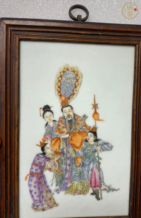 古玩陶瓷人物紋粉彩瓷板畫真品鑒賞圖