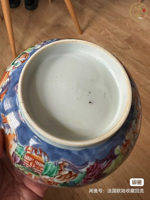 古玩陶瓷青花加彩開(kāi)窗人物碗真品鑒賞圖