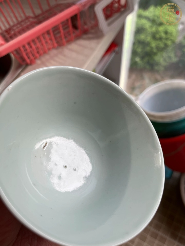 古玩陶瓷清中期青花蓋碗真品鑒賞圖