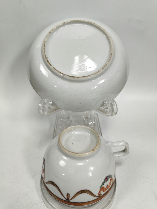 古玩陶瓷清中期-廣彩花卉紋杯碟拍賣，當前價格1369元